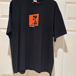 Supreme Black Tee with Mouse graphics